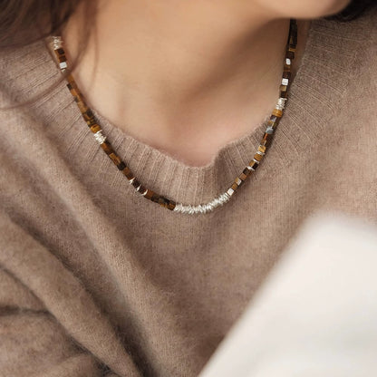 【🎁 B2G1｜先行スタート！】【グッズ】S925純銀×タイガーアイリングネックレス｜女性向け上質で小ぶりな高級感のあるチョーカー