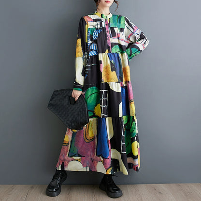 【ワンピース】春 秋 冬 大振裾 花柄 長袖 ワンピース 【SHシリーズ】