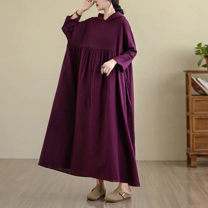 【60%OFF⭐️早い者勝ち】【ワンピース】フーディー無地 長袖ワンピース レトロ×フェミニン 小洒落ムード【JZシリーズ】