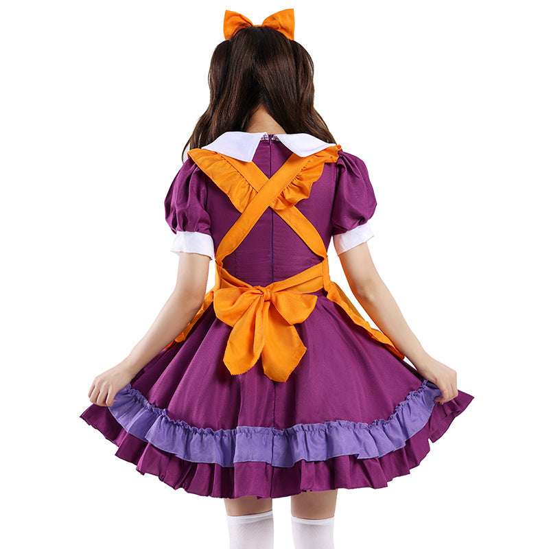 【ハロウィン】コスプレ 衣装 メイド服 アニメ風 ロリータ プリンセスドレス オレンジ レディース ワンピース