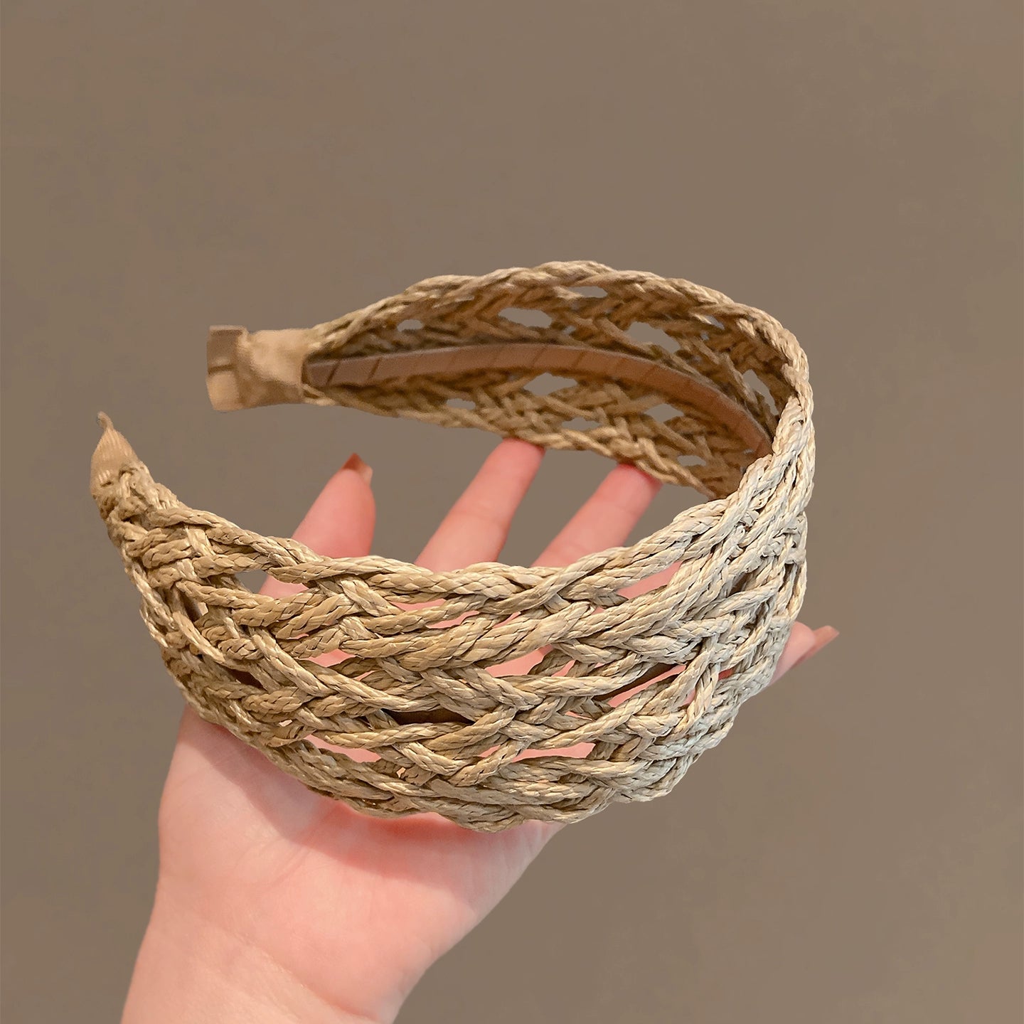 【グッズ】エレガント リゾート風 旅行 夏 藤編み ヘアバンド ヘアアクセサリー /幅5.5cm