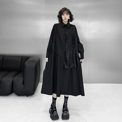 【ワンピース】春 秋 冬 ゆったり 無地 細見え 長袖 ワンピース 【AHシリーズ】