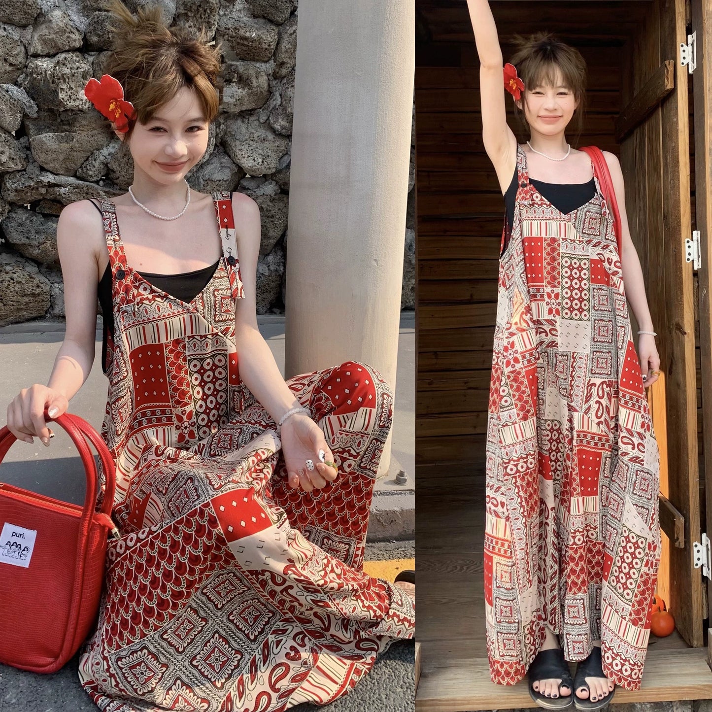 【ボトムス】夏新作 リラックス感たっぷり オーバーサイズサロペット ゆったりオールインワン【SHシリーズ】