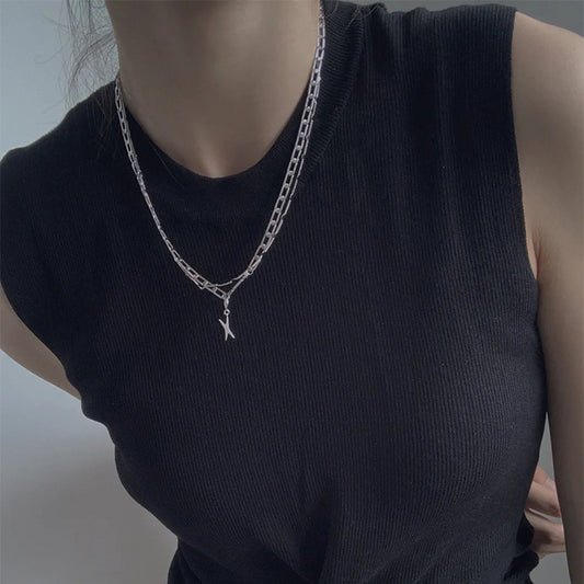 【グッズ】春 秋 冬 夏 二重レイヤード トレンド感 ライトラグジュアリー ニッチ系 ネックレス 【AHシリーズ】