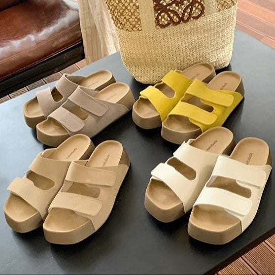 【シューズ】夏 厚底 ダブルマジックテープ 外履き対応 ビルケンサンダル