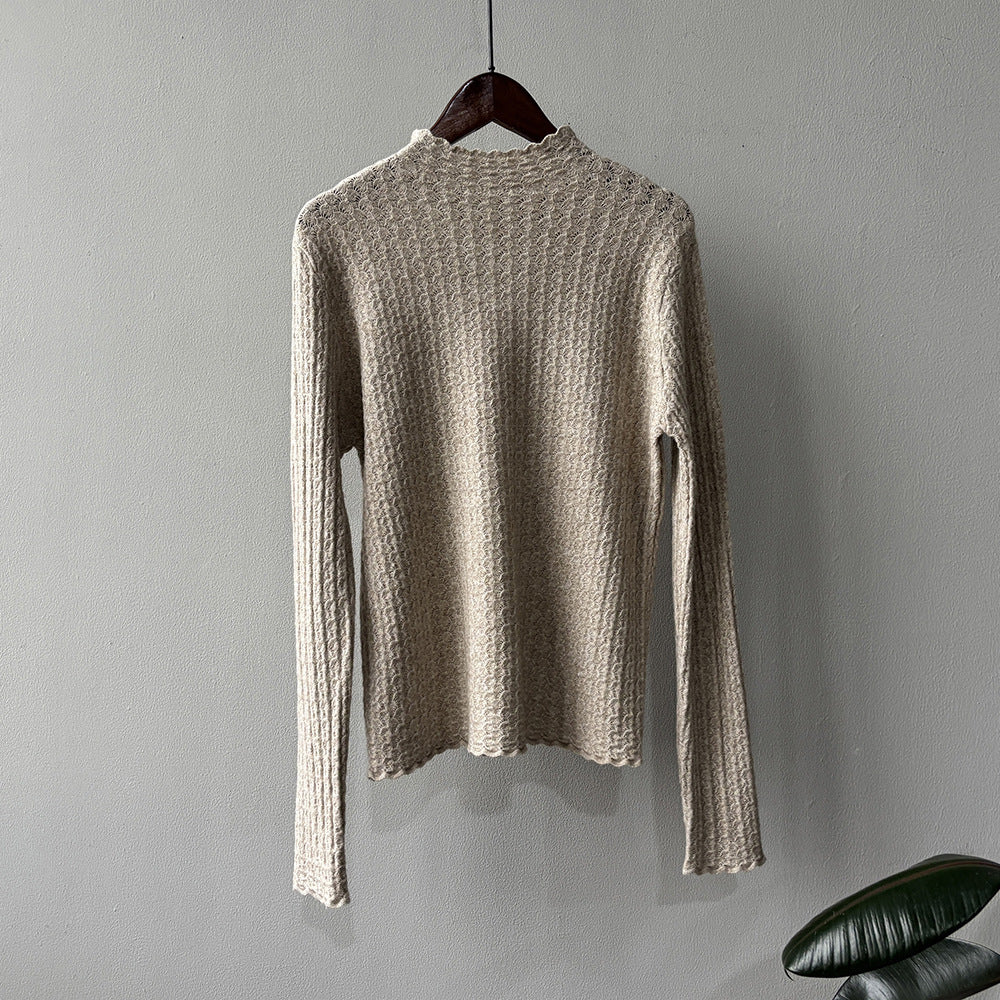 5カラー【トップス】シンプル無地 ハーフハイネック レースニット レディース 秋冬 ふんわり柔らか すっきりシルエット インナー【JZシリーズ】