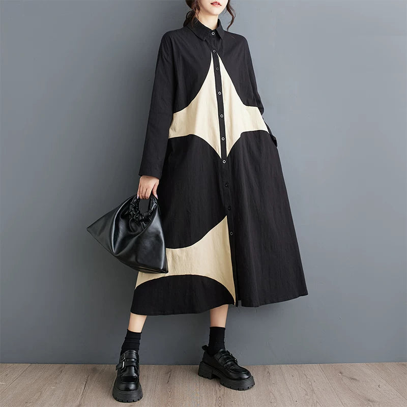 【ワンピース】大きいサイズ花柄シャツワンピース レディース 秋新作 長袖 襟付き 前開き ゆったり 体型カバー【SHシリーズ】