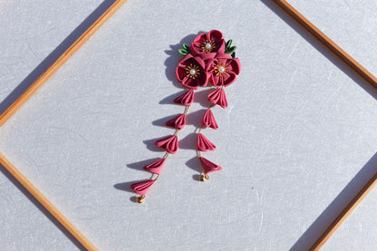 【セットアップ】夏 手作り布製  髪飾り つまみ細工風 和風ヘアアクセサリー 【SHシリーズ】