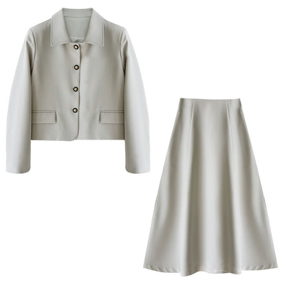 【アウター】韓国風 シャネル風 ジャケット+ プリーツスカート 2点上下セット 【JZシリーズ】