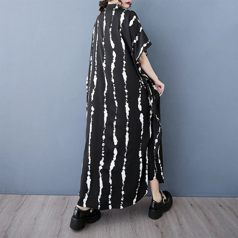 【ワンピース】大きいサイズ レディース シングルボタン シャツワンピース 半袖 体型カバー ロングワンピース【SHシリーズ】