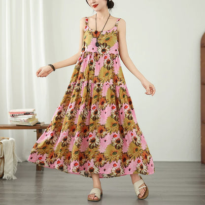 期間限定⭐60%OFF【ワンピース】お腹カバー ワンピース ロング 夏 ノースリーブ 花柄 フレア 裾揺れ 大人の大きいサイズ 部屋着 外出 シンプル マキシ丈 20代 30代 40代【SHシリーズ】
