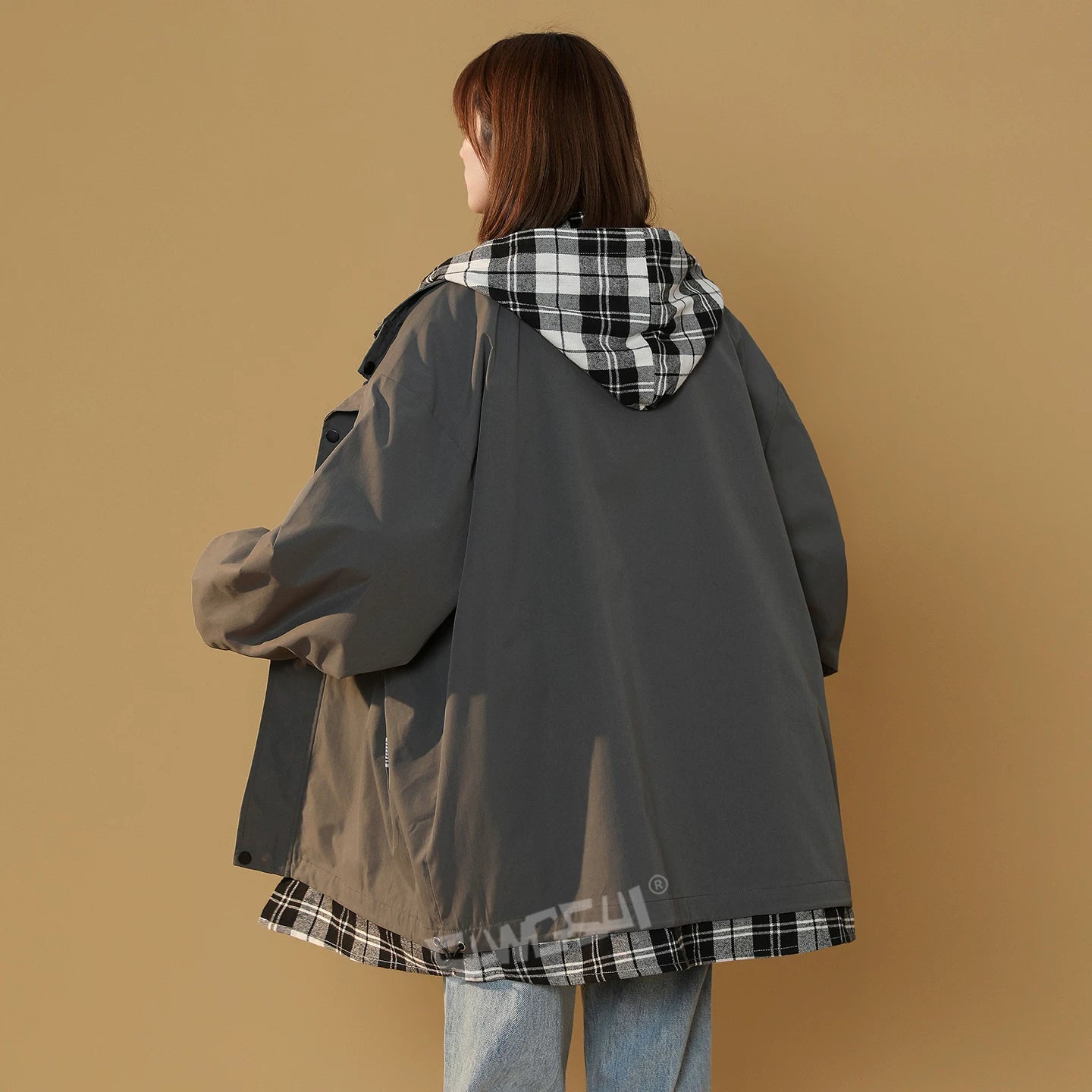 【アウター】レイヤード風 ゆったり 配色 ジップアップ スポーツ ジャケット レディース【FCシリーズ】