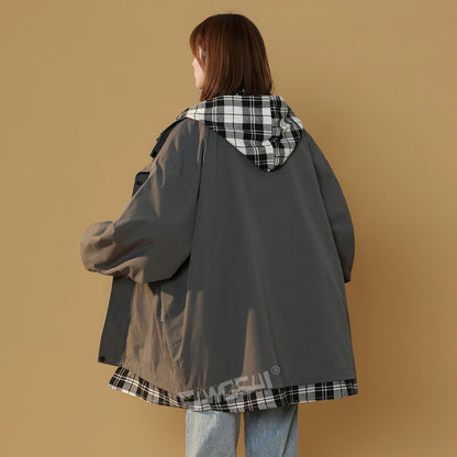 【アウター】レイヤード風 ゆったり 配色 ジップアップ スポーツ ジャケット レディース【FCシリーズ】