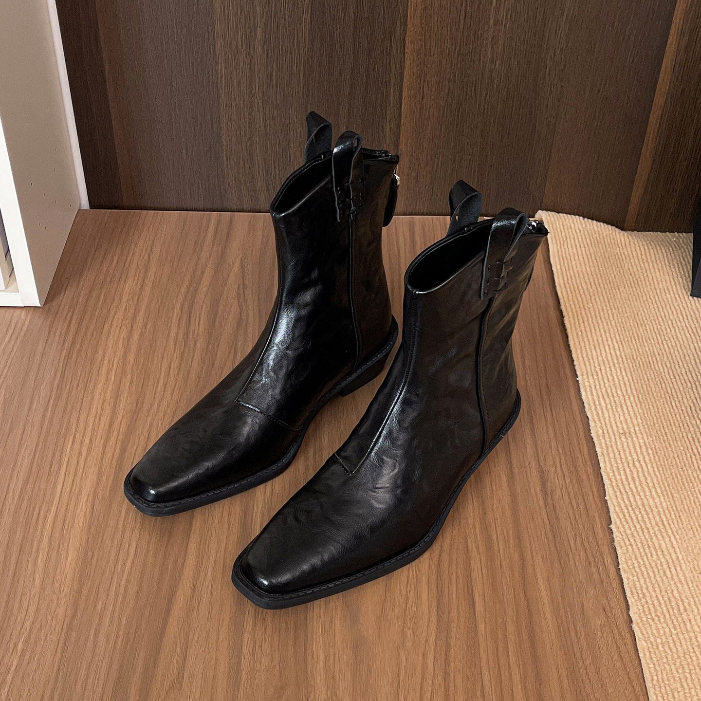 【シューズ】春 秋 冬 ポイントトゥ カウボーイブーツ チャンキーヒール ショートブーツ 【JZシリーズ】