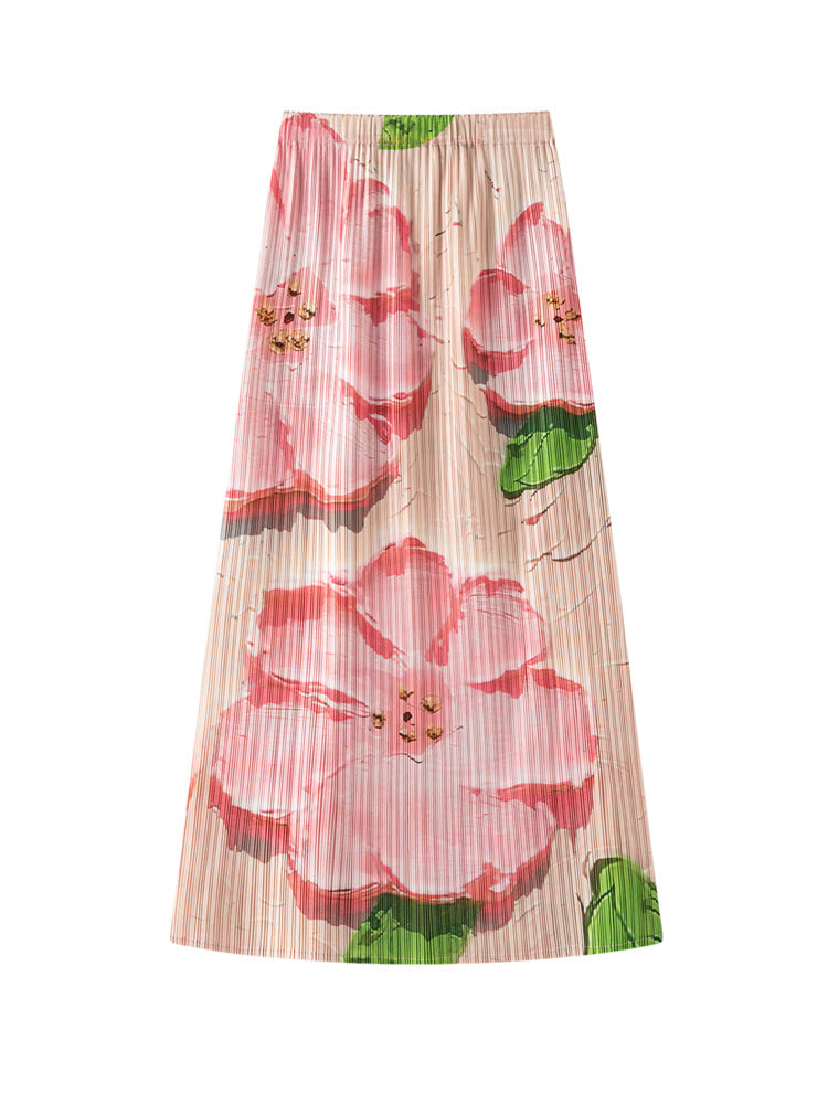 【ボトムス】夏 プリーツデザイン ハイウエスト 細見え 万能コーデ ミモレ丈 スカート 【SHシリーズ】