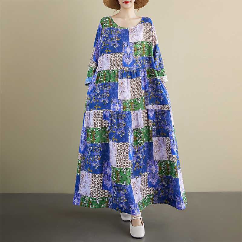 【ワンピース】チェック プリント 春 秋 冬 長袖 ワンピース 【SHシリーズ】