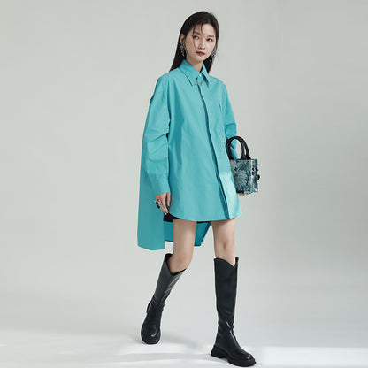 【トップス】ヴィンテージライクロングシャツ レディース アシンメトリー ゆったり こなれ感 デザインシャツ【JZシリーズ】