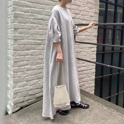 【ワンピース】シンプル ゆったり 半袖 ロングワンピース  【JZシリーズ】