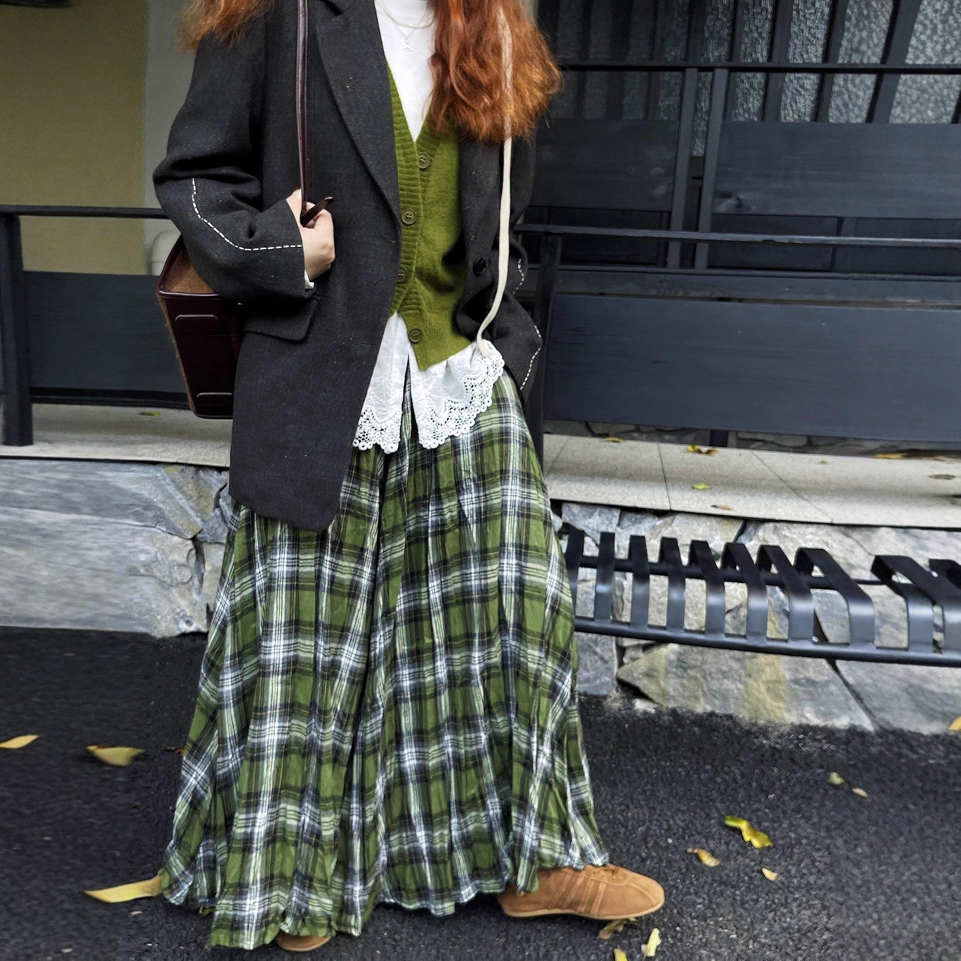 ボトムス】2025秋冬新作 レディース チェック柄 ロングスカート