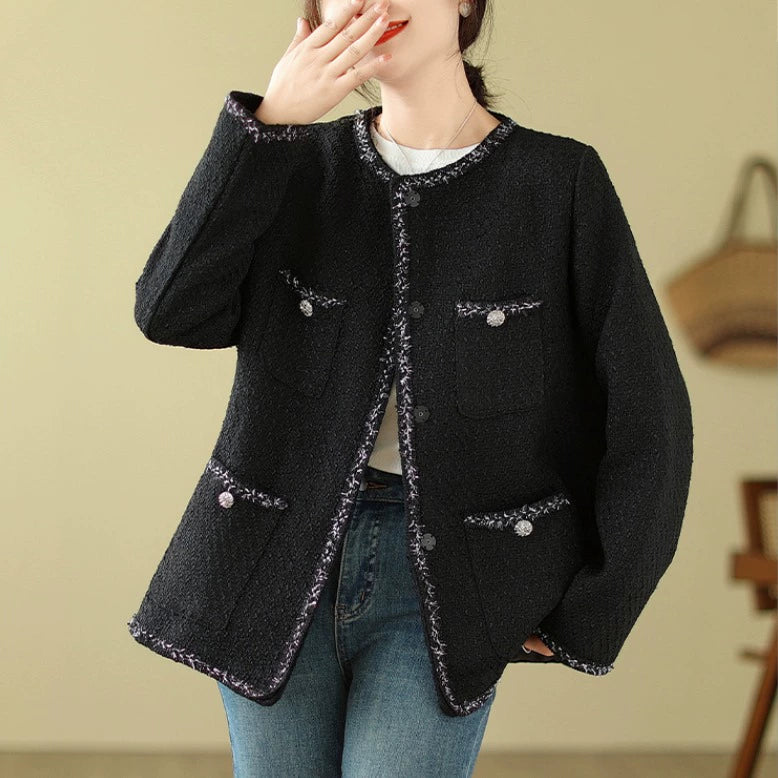 【アウター】春 秋 冬 大きいサイズ フレンチツイード風 中綿入り ジャケット【SNシリーズ】