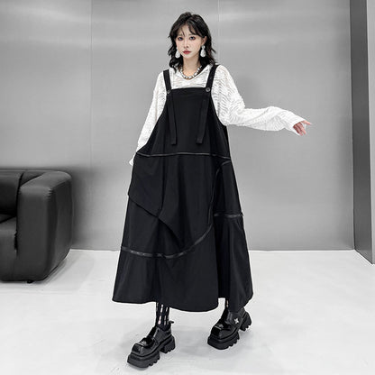 【ワンピース】春 秋 冬 ジッパー切り替えサロペットワンピース 【AHシリーズ】