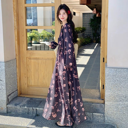 【ワンピース】花柄 長袖ワンピース レディース  フレンチロマンティック 個性派 美しい ドレス【SHシリーズ】