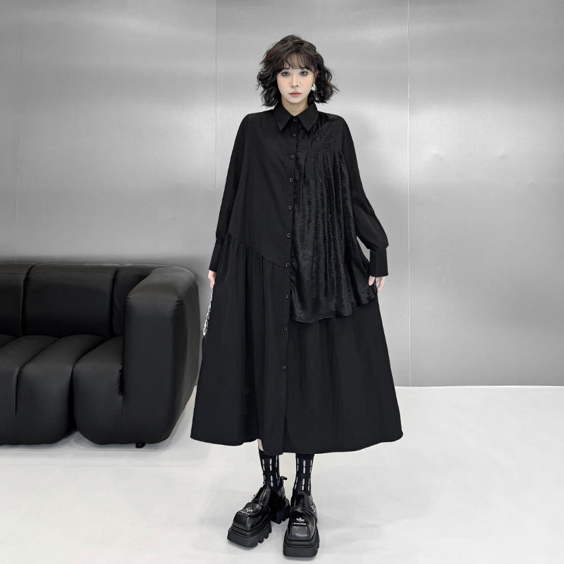 【ワンピース】春 秋 冬 ゆったり 無地 細見え 長袖 ワンピース 【AHシリーズ】