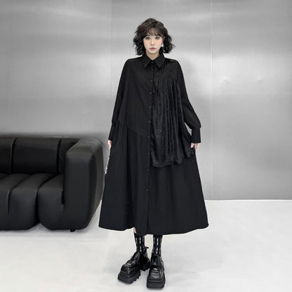 【ワンピース】春 秋 冬 ゆったり 無地 細見え 長袖 ワンピース 【AHシリーズ】