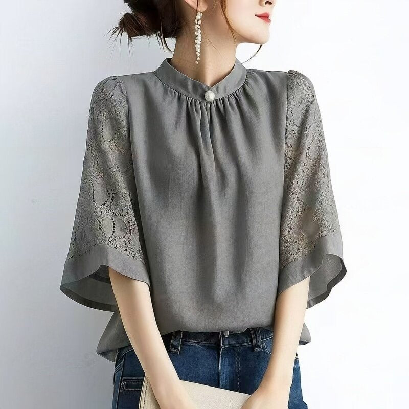 期間限定⭐️60%OFF【トップス】ゆったり 着回しやすい 切り替え 立襟 シャツ 【JZシリーズ】