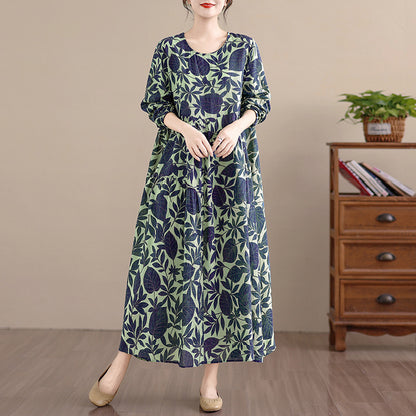 期間限定🍂60%OFF【ワンピース】花柄ワンピース レディース 春秋新作 コットン 長袖 ロング丈 フレア 大きいサイズ【SHシリーズ】
