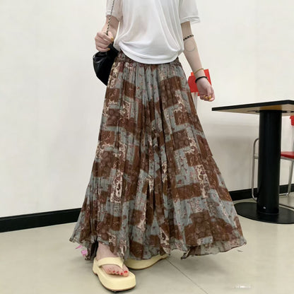 【ボトムス】レトロ風 花柄 プリーツ スカート レディース 夏 フレアスカート ハイウエスト ロング丈 フェミニン【SHシリーズ】