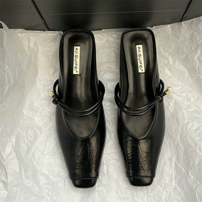 【シューズ】シンプル気質 バックレスウェッジサンダル  フラットミュール  パンプス