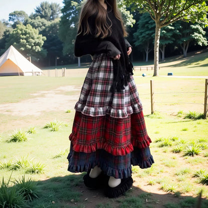 【60%OFF⭐️早い者勝ち】【ボトムス】可愛らしい 上品 チェック コンビカラー ハイウエストスカート 【SHシリーズ】