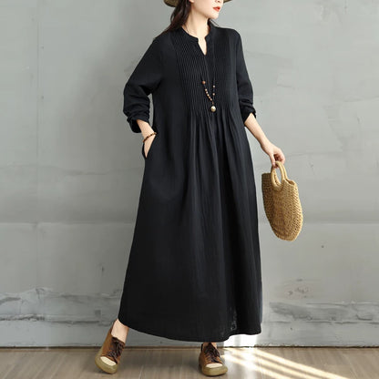 60%OFF⭐️期間限定【ワンピース】新作 文芸復古 ゆったり 長袖 ダブルレイヤー ガーゼ フレア ミディ丈 ロングワンピース【AHシリーズ】