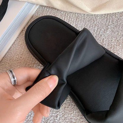 【シューズ】夏新作 ツイストワンストラップ 厚底カジュアルサンダル レディース 外履き対応