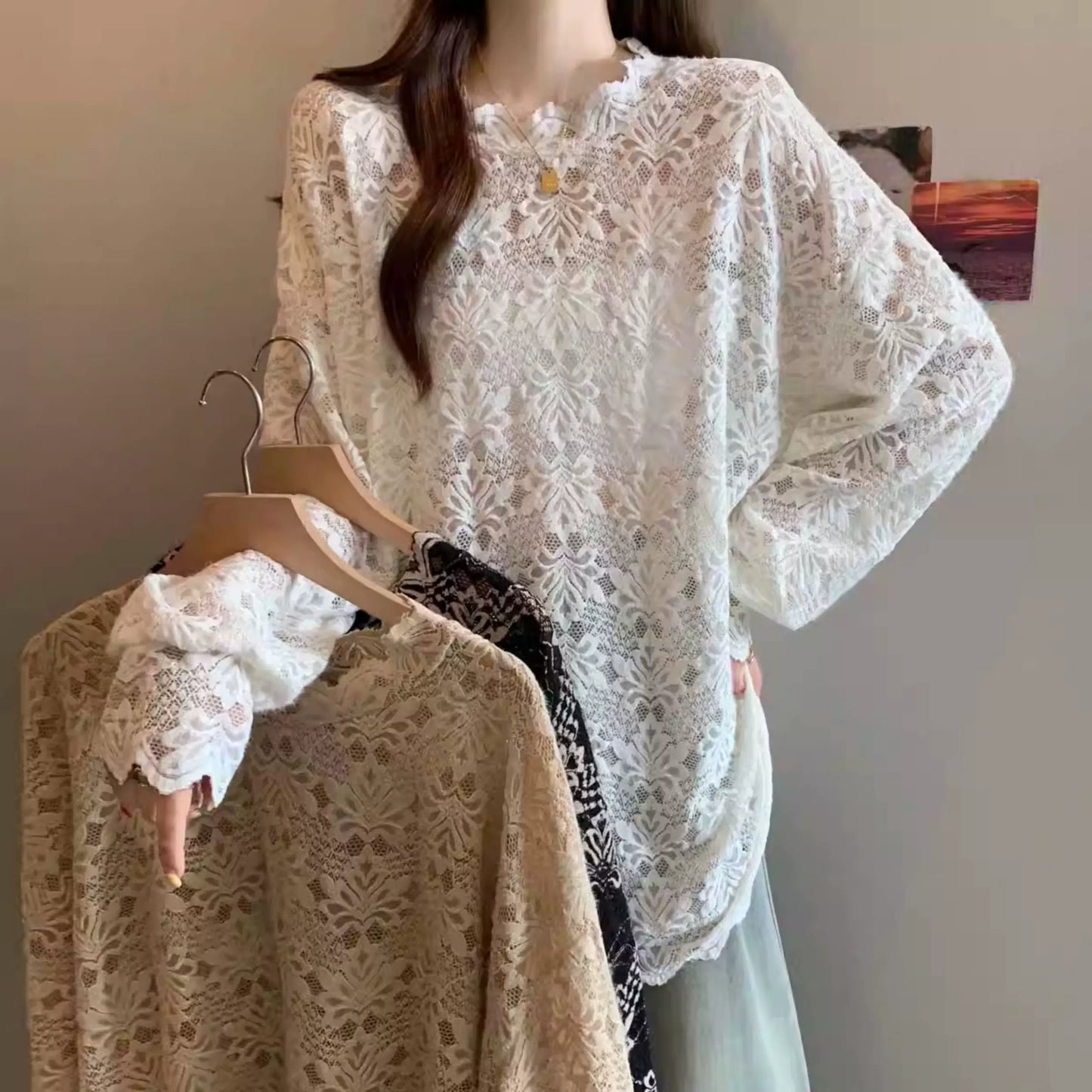 【トップス】レース クロッシェ カットワーク 着痩せ 大きいサイズ Ｔシャツ【SHシリーズ】