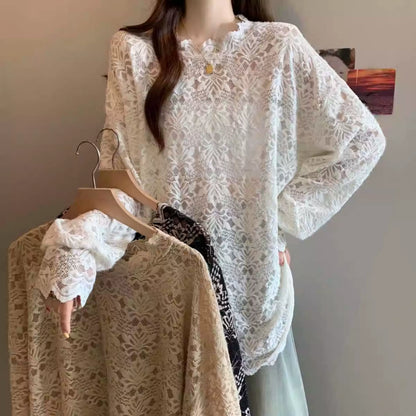 【トップス】レース クロッシェ カットワーク 着痩せ 大きいサイズ Ｔシャツ【SHシリーズ】