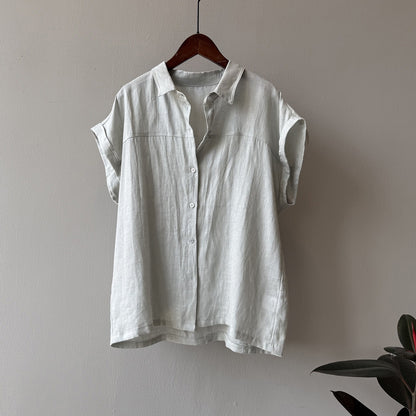 4color【トップス】リネン100% 韓国風 夏新作 無地 ゆったり 細見え シャツ【JZシリーズ】