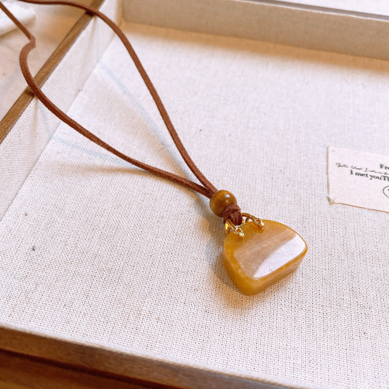 【🎁 B2G1｜先行スタート！】【グッズ】韓国風 カラフル人工タイガーアイ バッグネックレス  ニットチェーン レトロ 高級感 アクセサリー