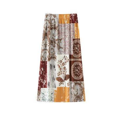 【ボトムス】夏 花柄  ハイウエスト プリーツ スカート 【SHシリーズ】