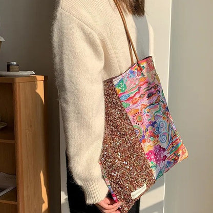 【バッグ】夏  キラキラ装飾 小众デザイン  ワンショルダー トートバッグ【SHシリーズ】