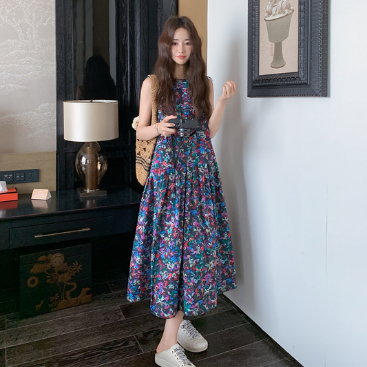 【ワンピース】ドーパミンカラー リラックス感 ユニーク ノースリーブ ワンピース 【SHシリーズ】