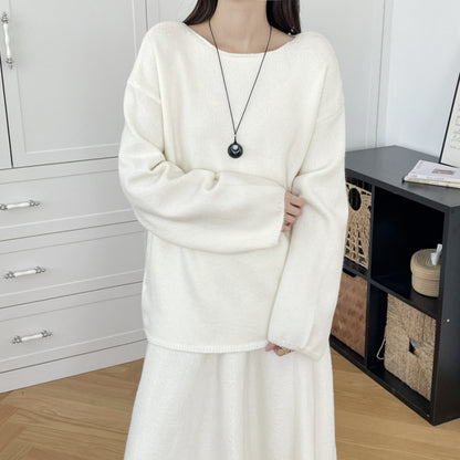 【セットアップ】春 秋 冬 ミディアム丈 セーター + ロングスカート 2点上下セット 【SNシリーズ】