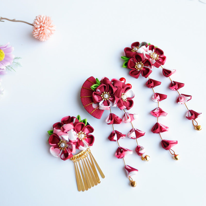 【セットアップ】夏 手作り布製  髪飾り つまみ細工風 和風ヘアアクセサリー 【SHシリーズ】