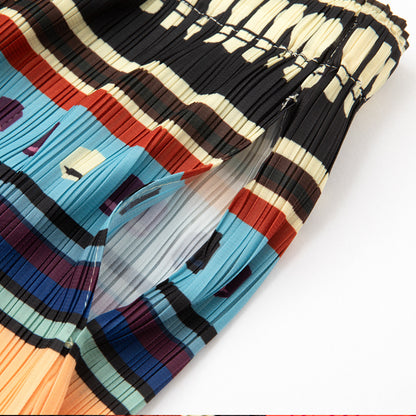 【ボトムス】夏 カラフルストライプ 高級 プリーツ スカート【SHシリーズ】