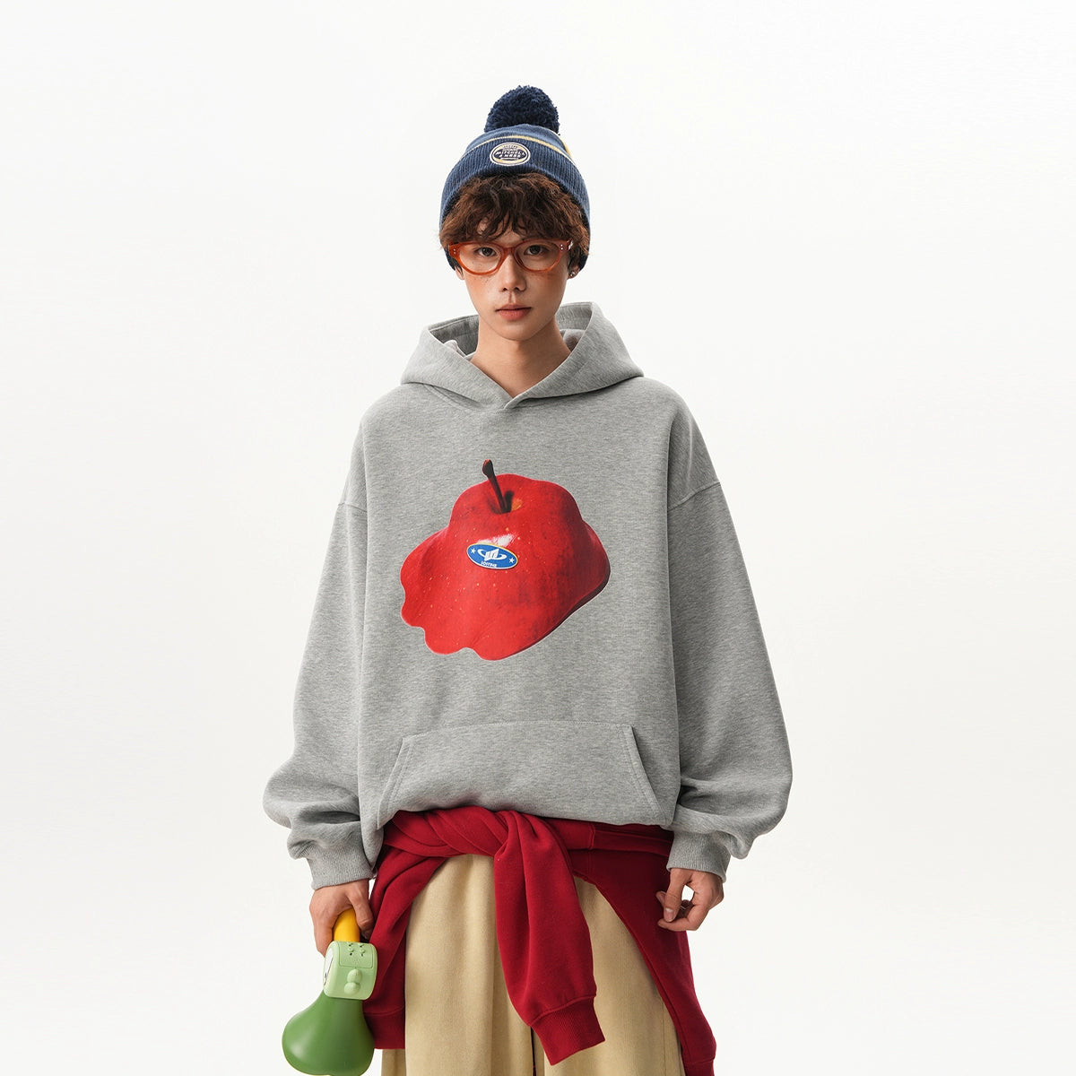 【60%OFF⭐️先行スタート！】【トップス】アップルプリント 男女兼用 ゆったり カジュアル パーカー【FCシリーズ】