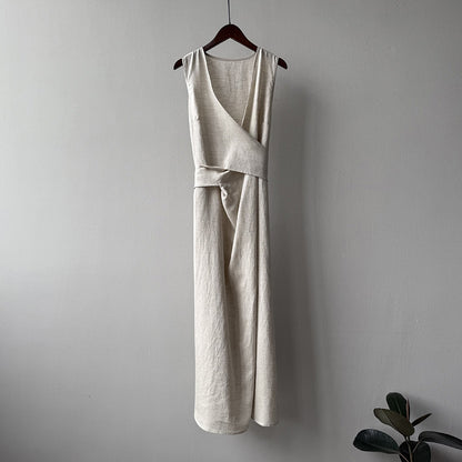 【ワンピース】夏新作 フレンチスタイル ノースリーブ Vネック 着痩せ効果 韓国風 ワンピース【JZシリーズ】