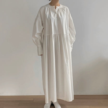 【24AW】【ワンピース】シック ラウンドネック長袖 ワンピース