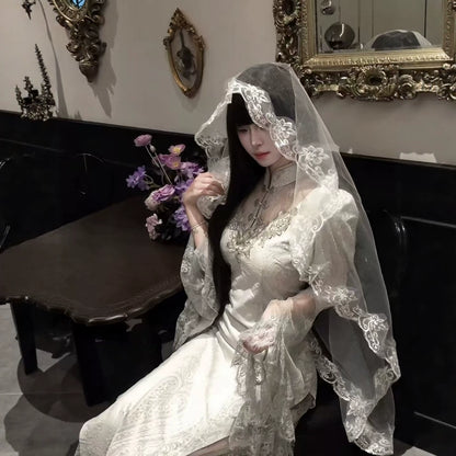 【ハロウィン】ゴシックヴェールセット｜悪魔・幽霊花嫁 コスプレ用 レースドレス 小物