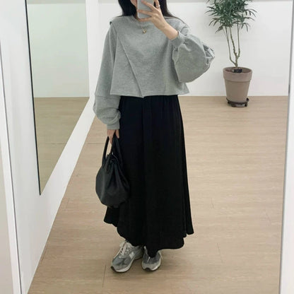 【24AW】【トップス】海外トレンド chic 不規則 スリット パーカー